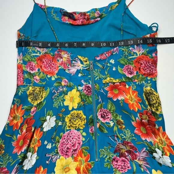 Alice + Olivia Dress Blue silk blend Floral High-low Cocktail velvet burnout 8 - Picture 11 of 16